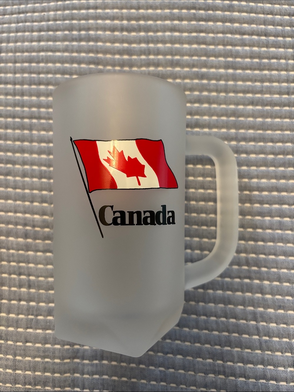 Canada Frosted Glass Beer Mug - White and Red